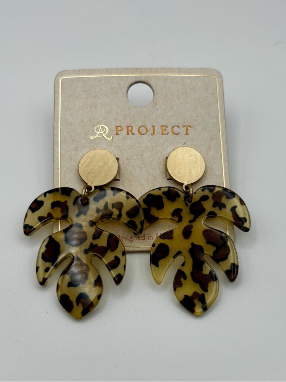 A Project Leopard Palm Drop Earrings - Brown